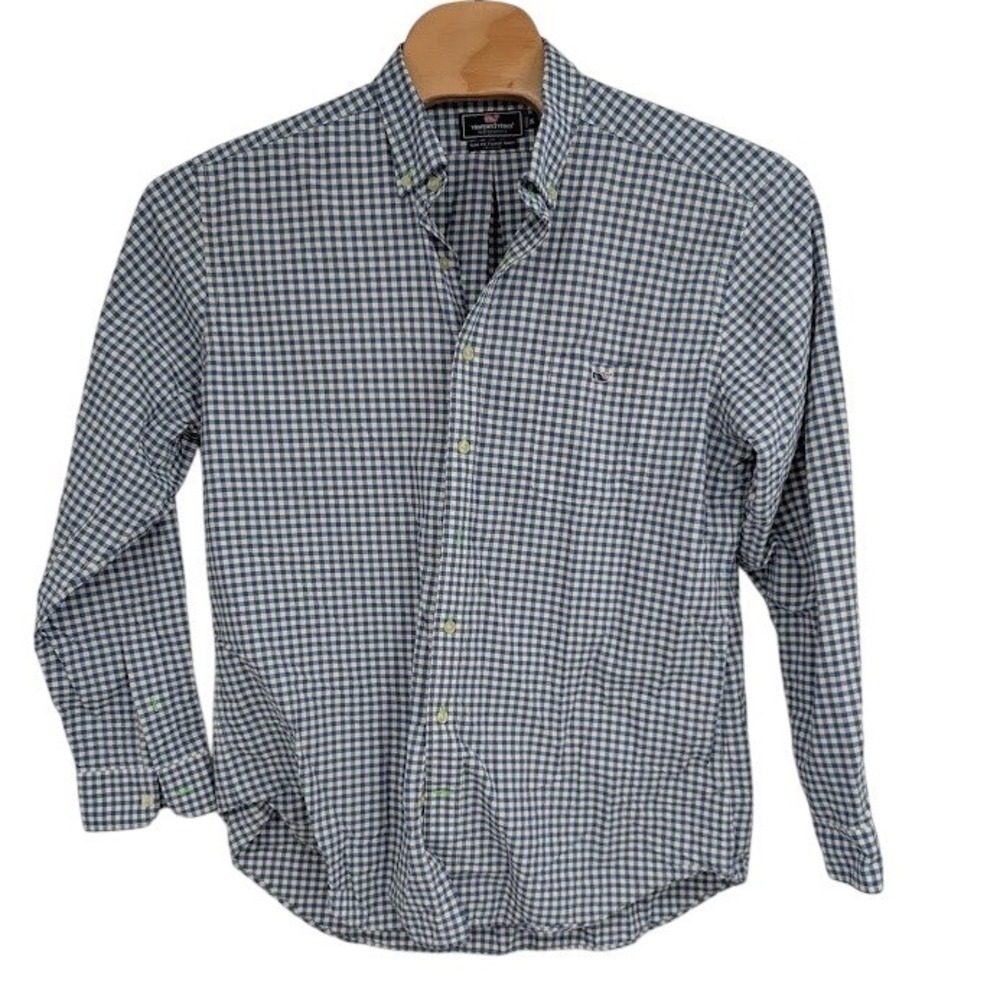 Vineyard Vines Slim Fit Tucker Shirt Blue Gingham Long Sleeve Button Down XL